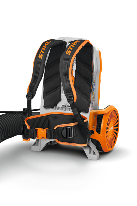 Stihl BGA 300 Battery Backpack Blower Harness setup